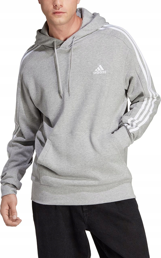 Pánská Mikina Adidas Essentials French Terry 3-STRIPES Hoodie Šedá, velikost S