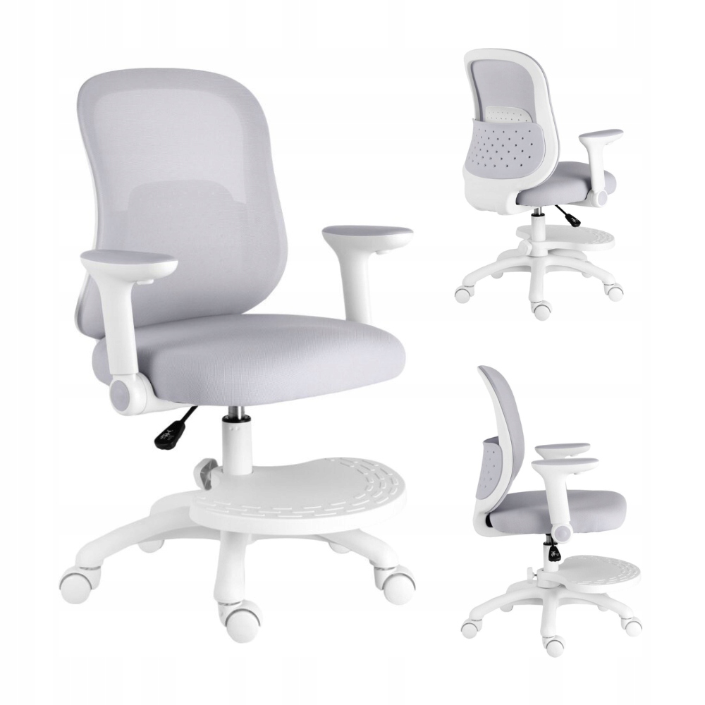 Detská otočná stolička Neoseat Juni s podnožkou sivá