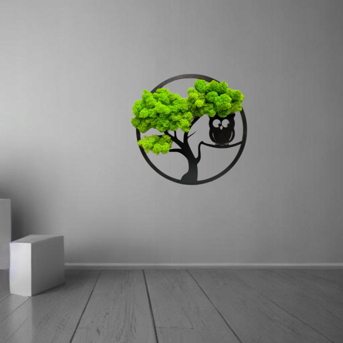 Drzewo Sowa z chrobotka - obraz z naturalnego mchu 30cm Marka bez marki