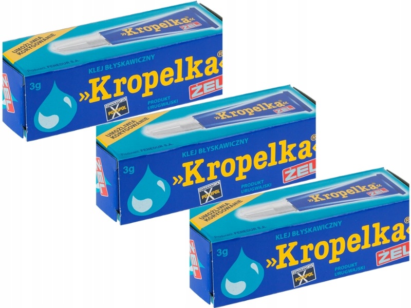 Klej błyskawiczny Kropelka Żel 3g ceramiki, plastiku, drewna, metalu, gumy