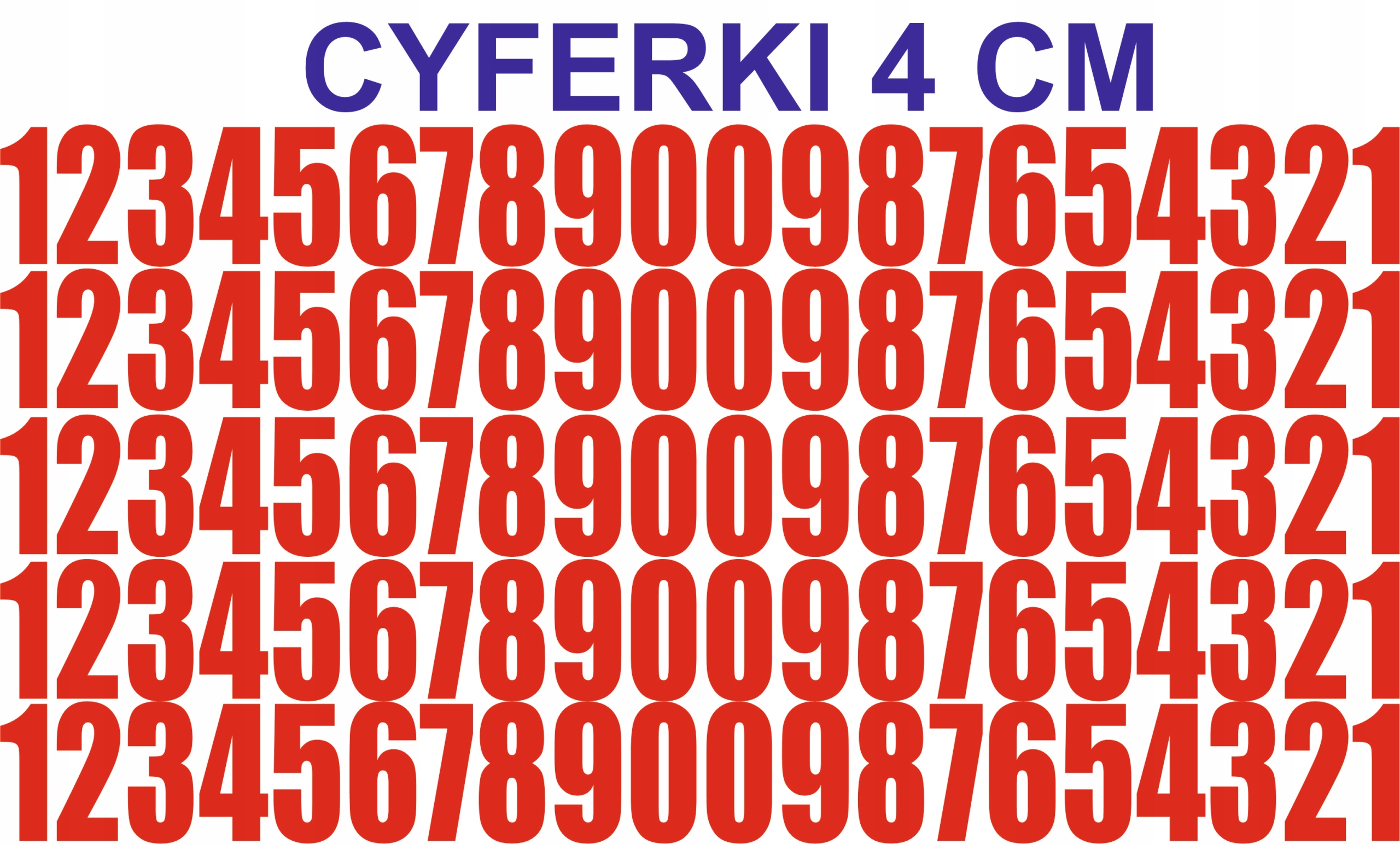

Naklejki Cyfry, Liczby 4 CM Czerwone 100 sztuk