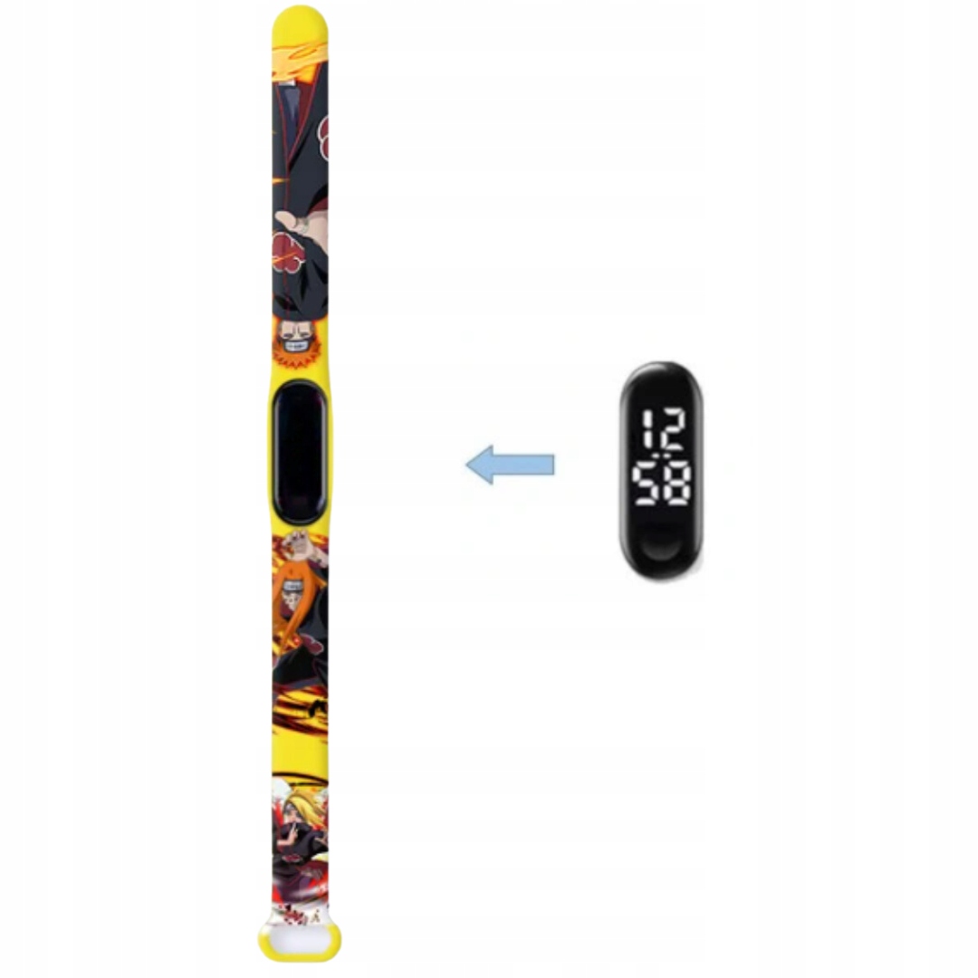 Zegarek cyfrowy LED Postać z serii Manga NARUTO Żółty