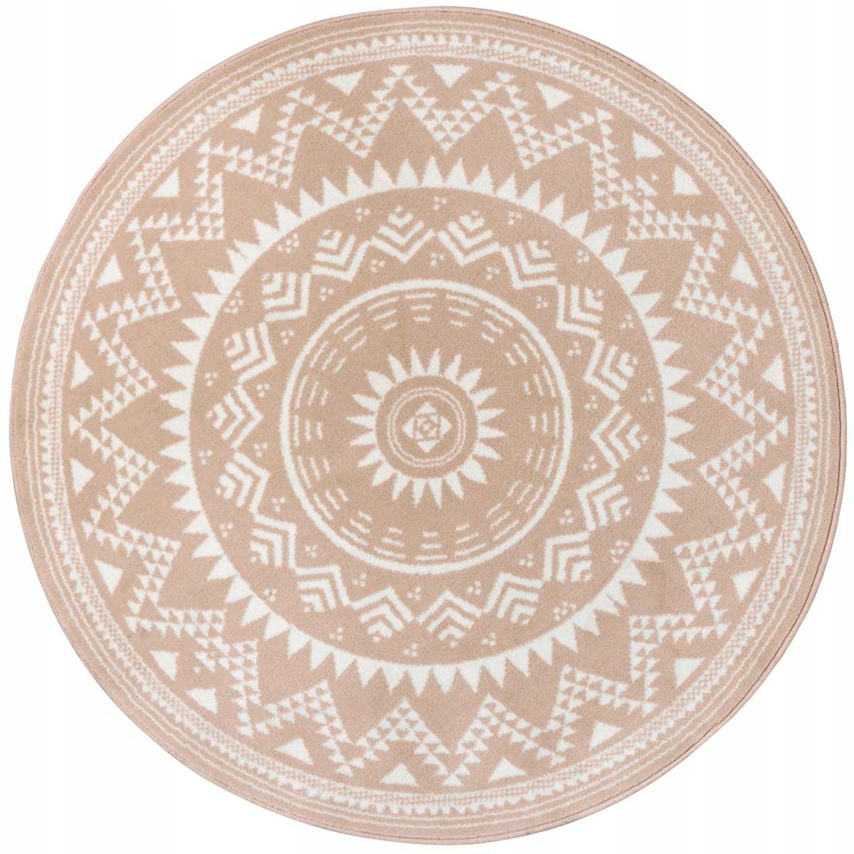 Kruhový koberec do obývačky 140 cm, moderný béžovo-krémový s mäkkým vlasom