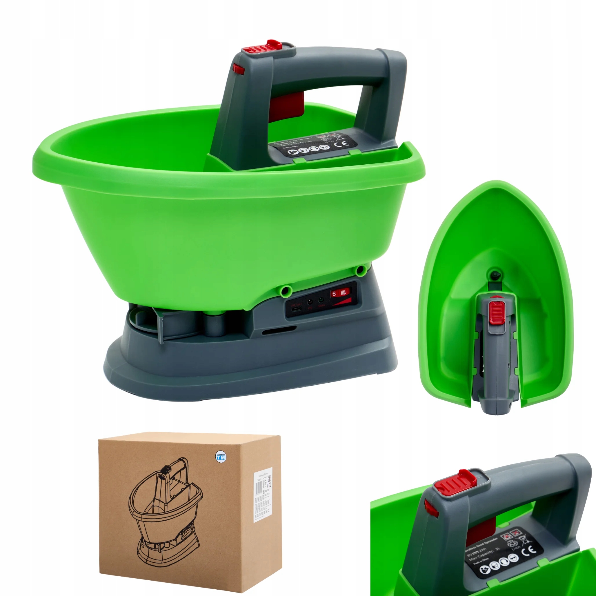 Rozmetač hnojiv akumulátorový Elektrický secí stroj 3L 8V 2000mAh Anti-Jam