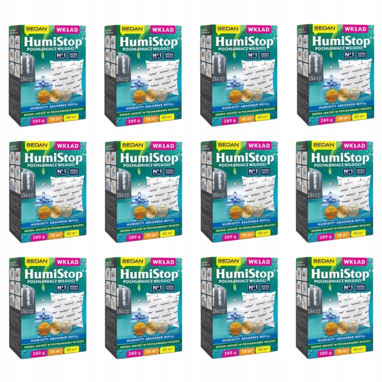 

12x Humistop Wkład Zapas Pochłaniacza Wilgoci 280g