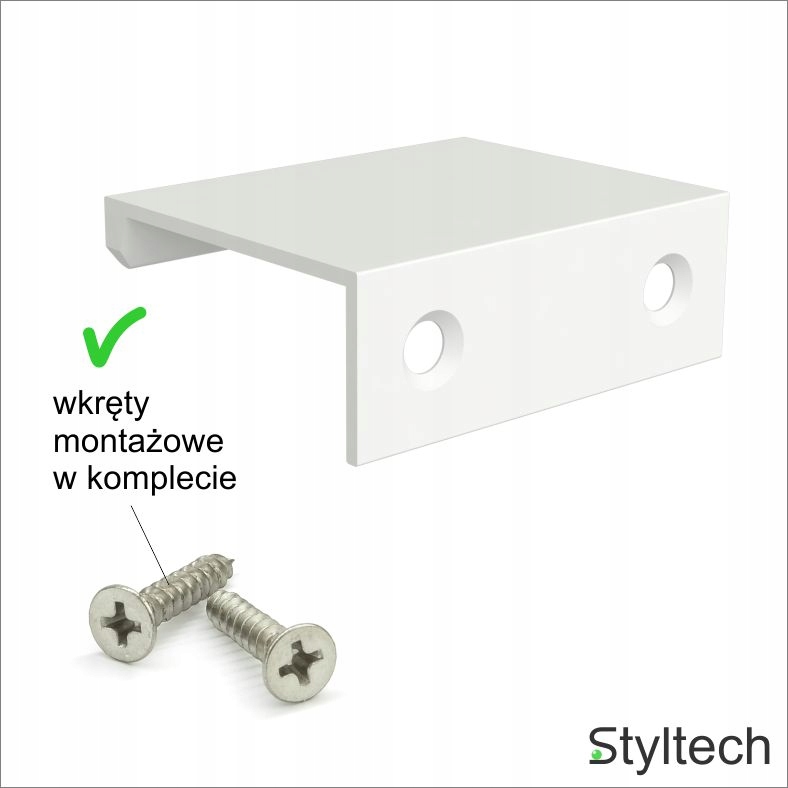 Uchwyt meblowy krawędziowy BIAŁY MAT 50mm Rodzaj krawędziowy