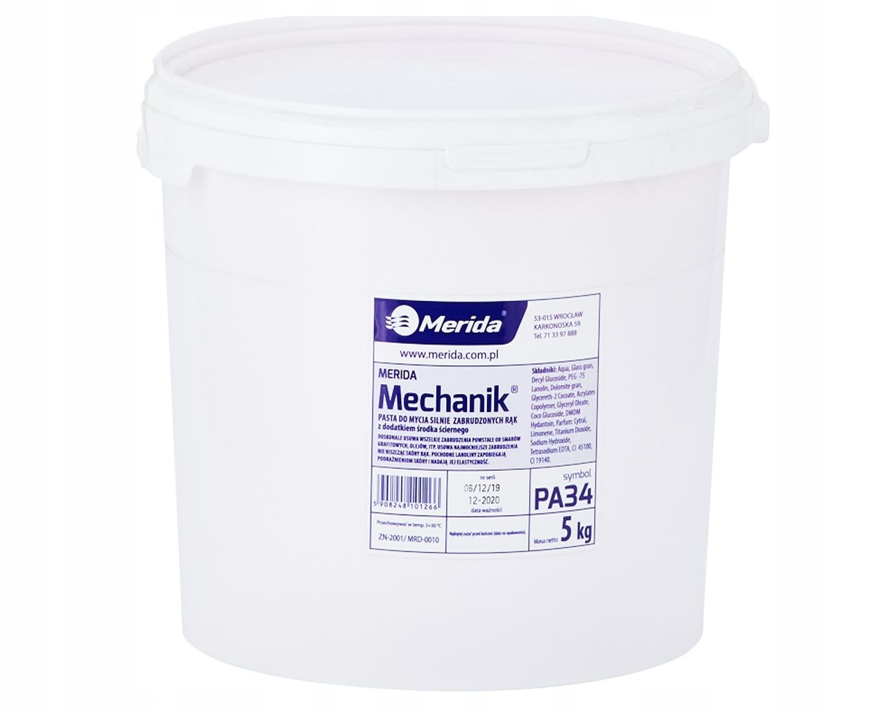 Mycí pasta na ruce Mechanik silné znečištění kbelík 5 kg Merida PA34