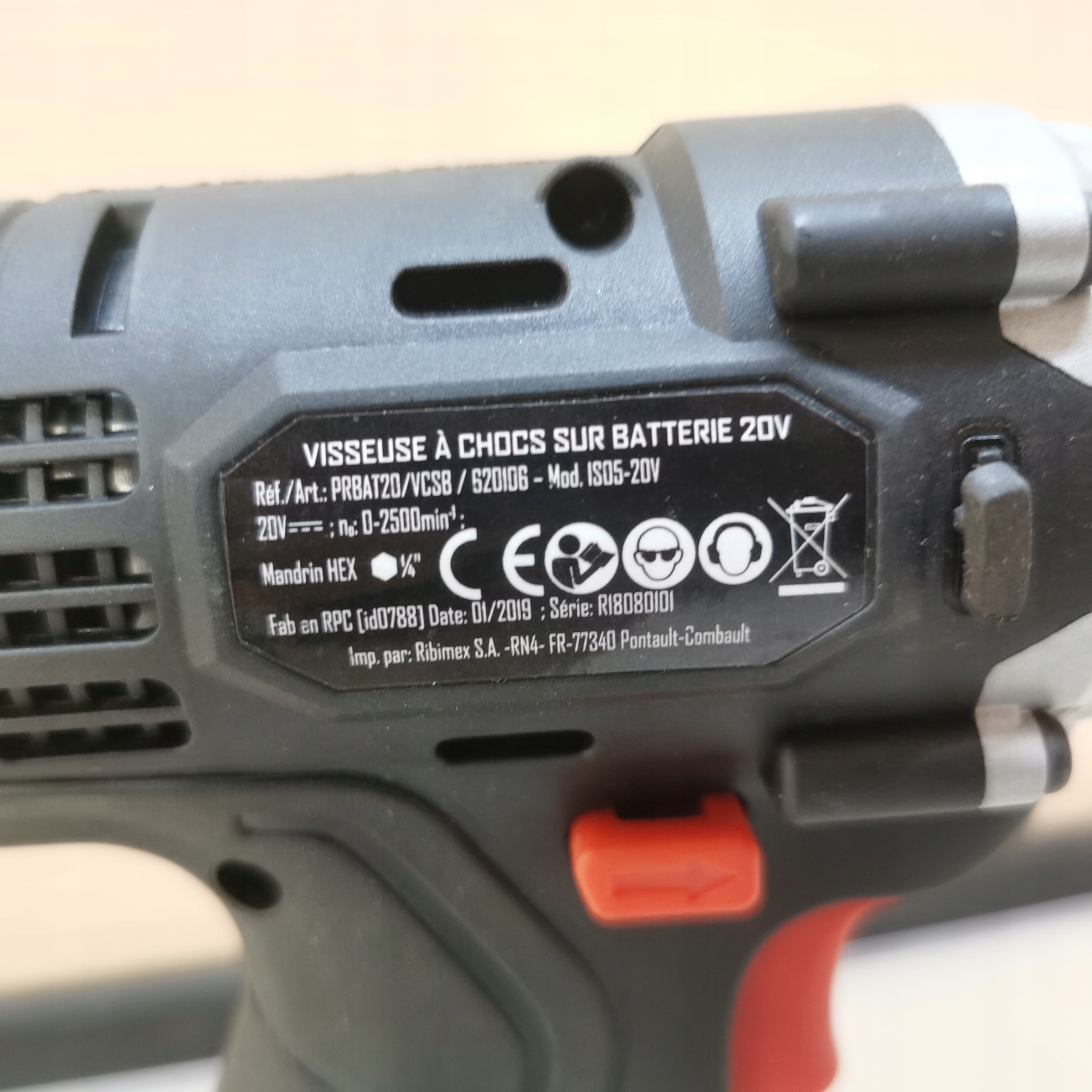 D9 Klucz udarowy Ribimex PRBAT20/VCSB RBAT20 akumulatorowy Rozmiar trzpienia 1''