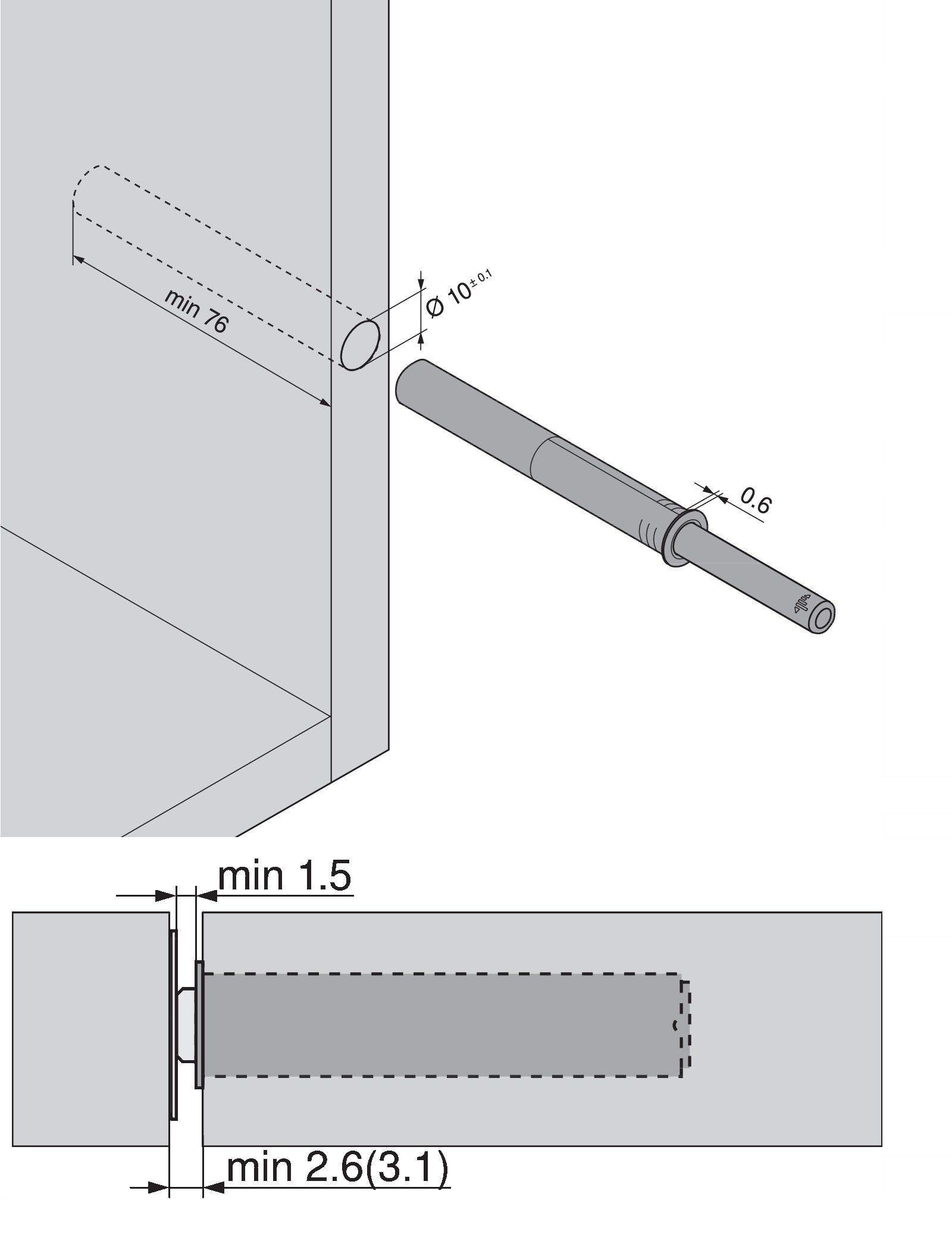 ODBOJNIK BLUM TIP-ON MAGNES 956A1004 długi szary Rodzaj odbojnik