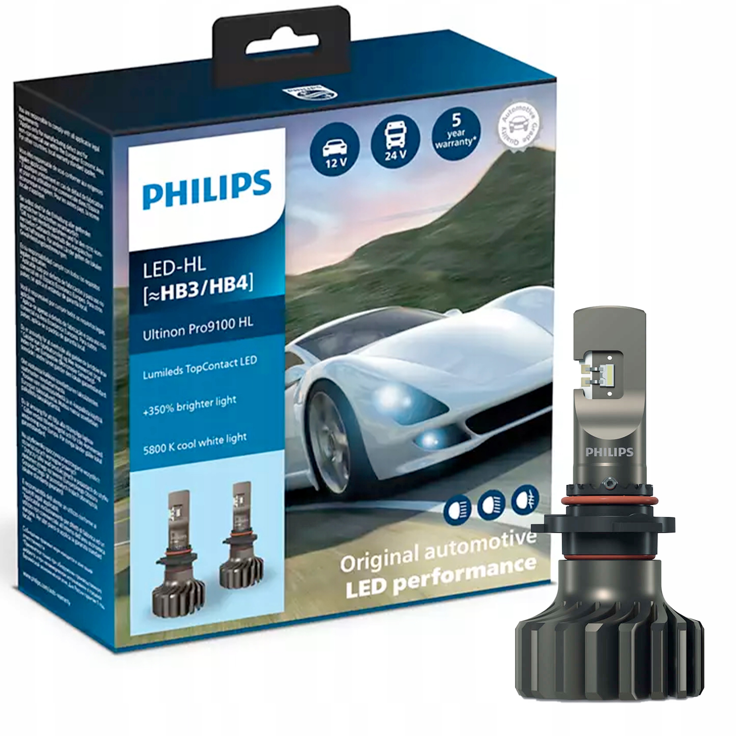Philips Led Žiarovka Ultinon PRO9100 5800K HB3/HB4