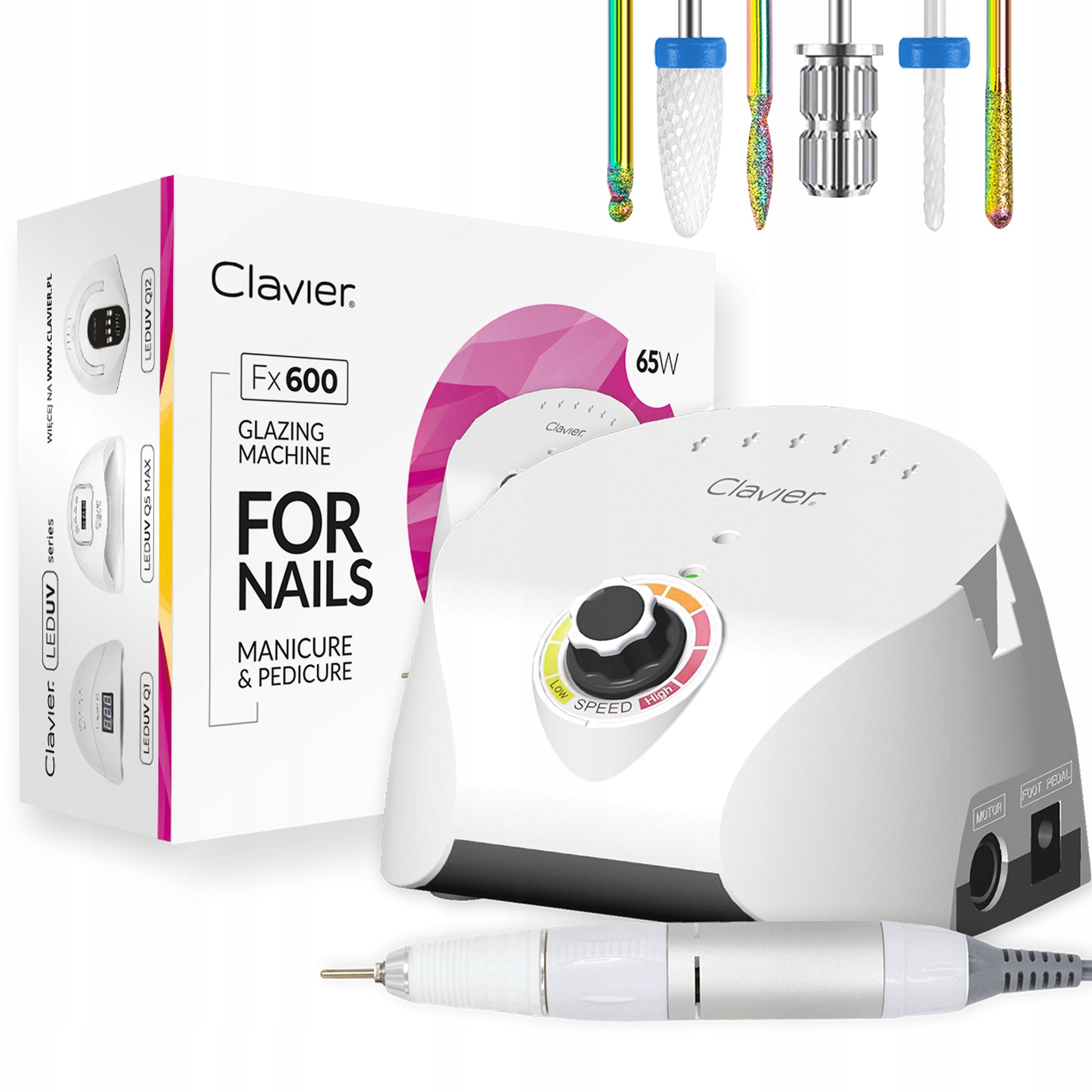 Bruska Na Nehty Manikúra Pedikúra 65W Clavier Fx 600 Sada Fréz