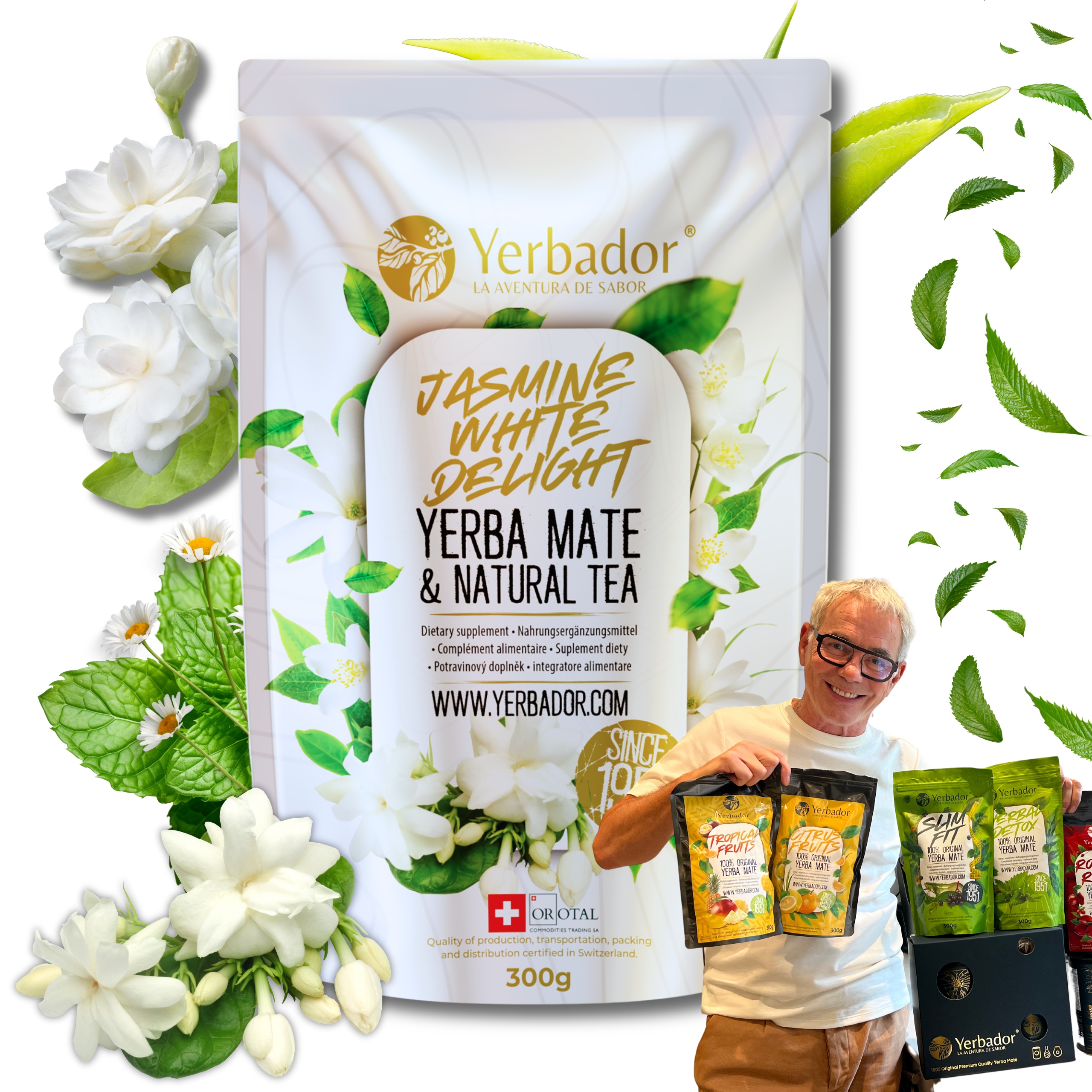 Yerba Mate Yerbador Jasmín s bílým čajem Přírodní osvěžení 300 g 0,3 kg