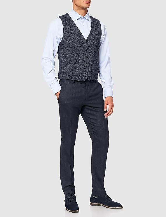 Cinque Elegantní Obleková Vesta Melanž Tmavě Modrá 44 6FA