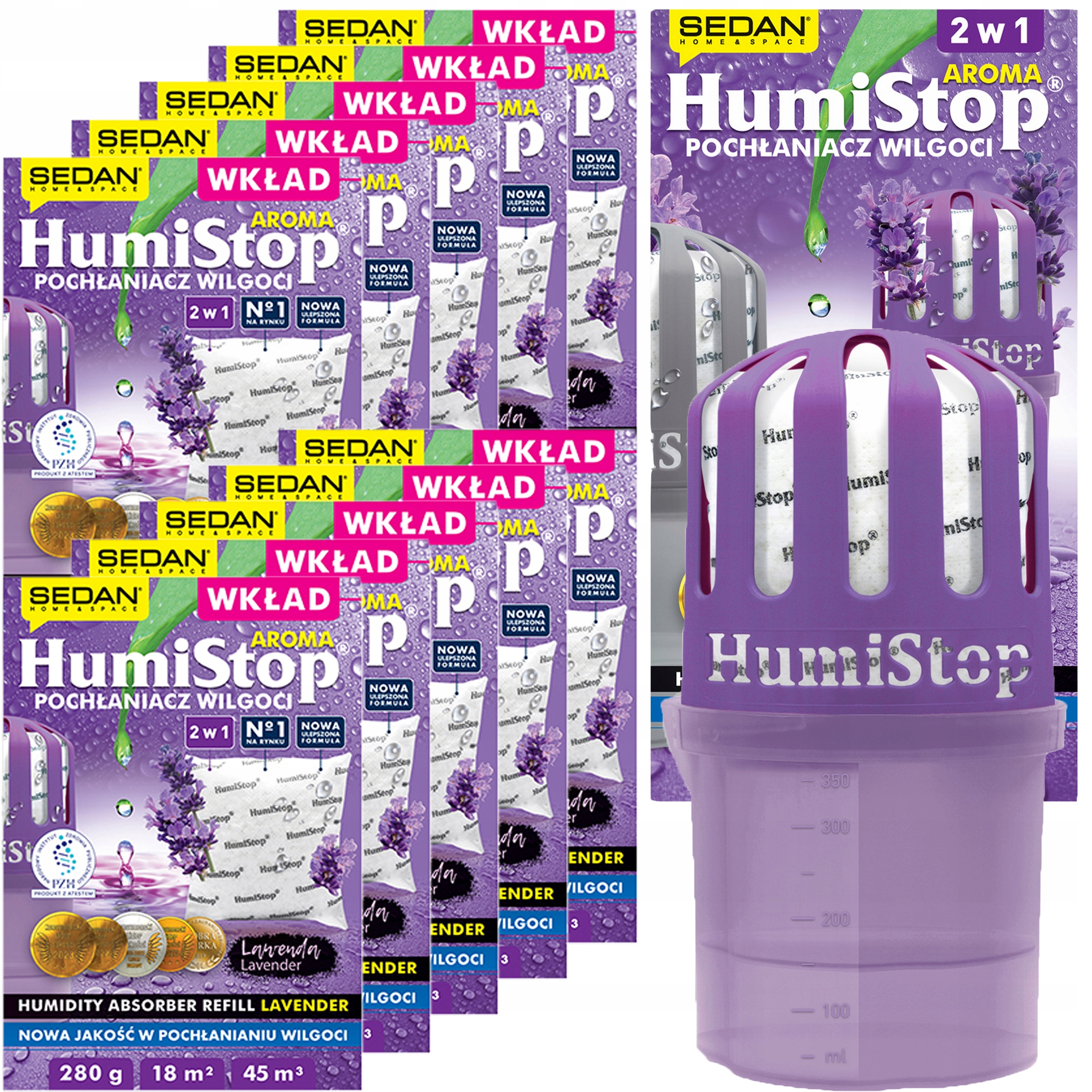 Pohlcovač Vlhkosti Humistop S Vložkou 10xVLOŽKA Zásoba 280g Vůně Levandule