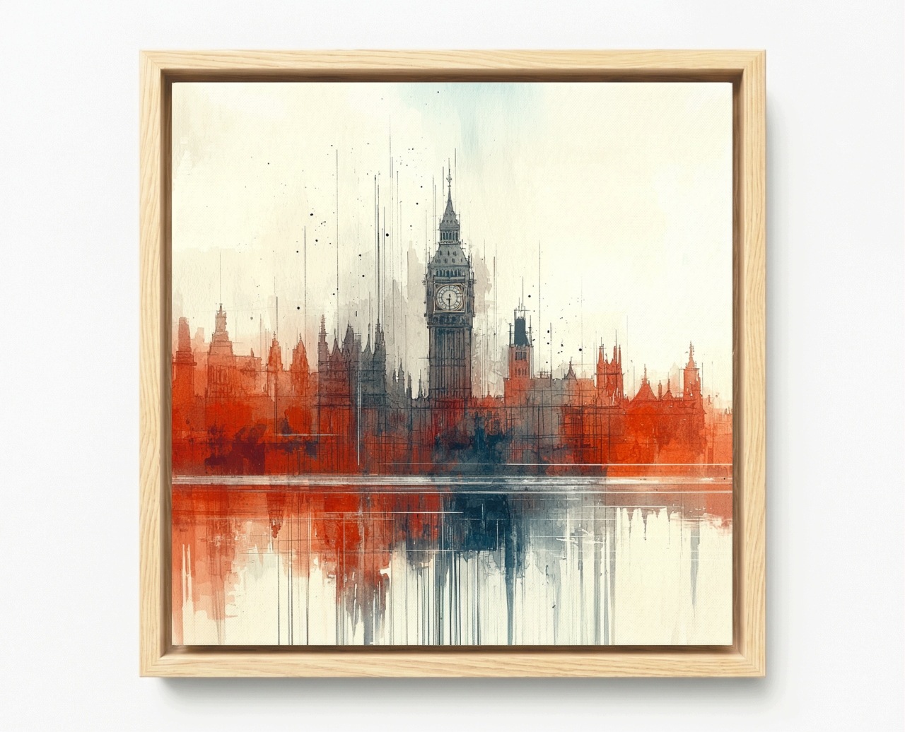 Obraz Rám American Box Grafika Londýn Big Ben Westminster Odraz 50x50