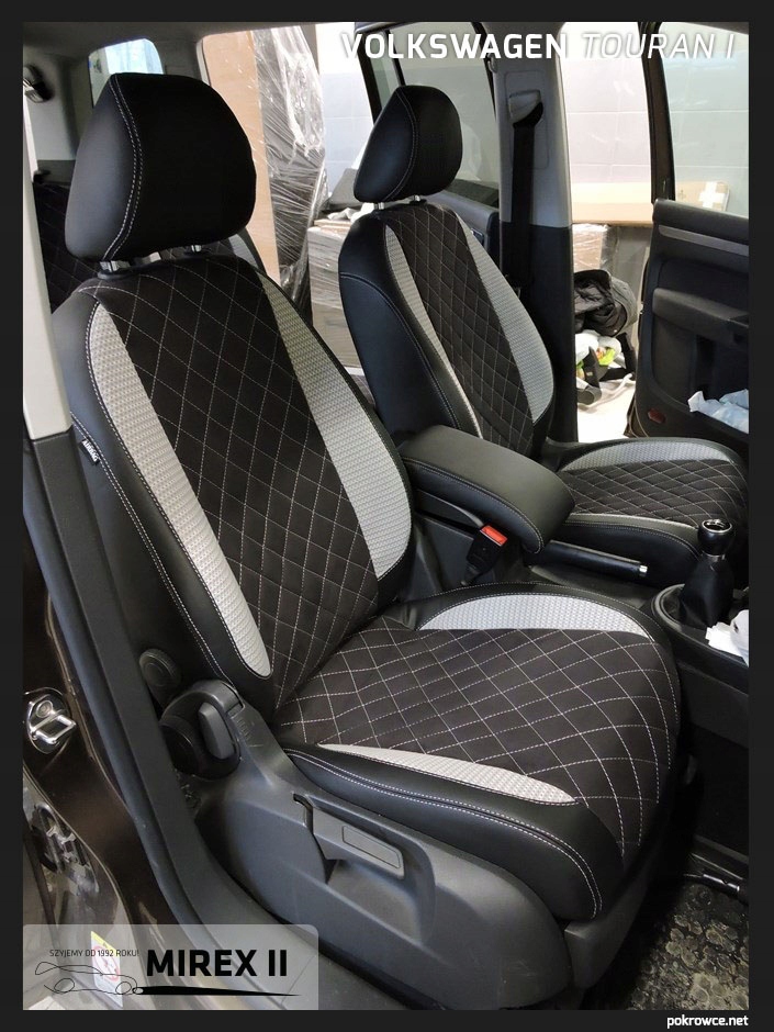 Pokrowce ze skóry i alkantary VW Touran I 5 foteli