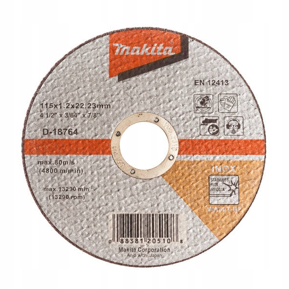 

Makita D-18764 Tarcza Tnąca Inox 115x1,2mm Cienka