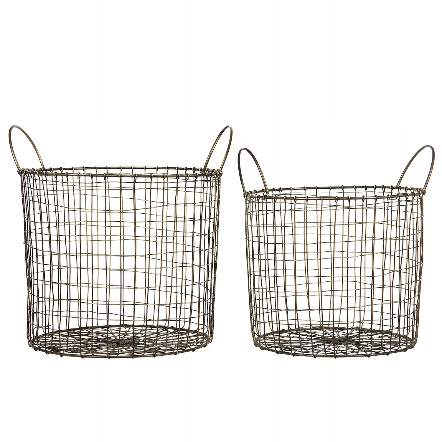 Koš Kovový Drátěný Velký Kovový Loft Staré Zlato Košík Do Obývacího Pokoje 2ks