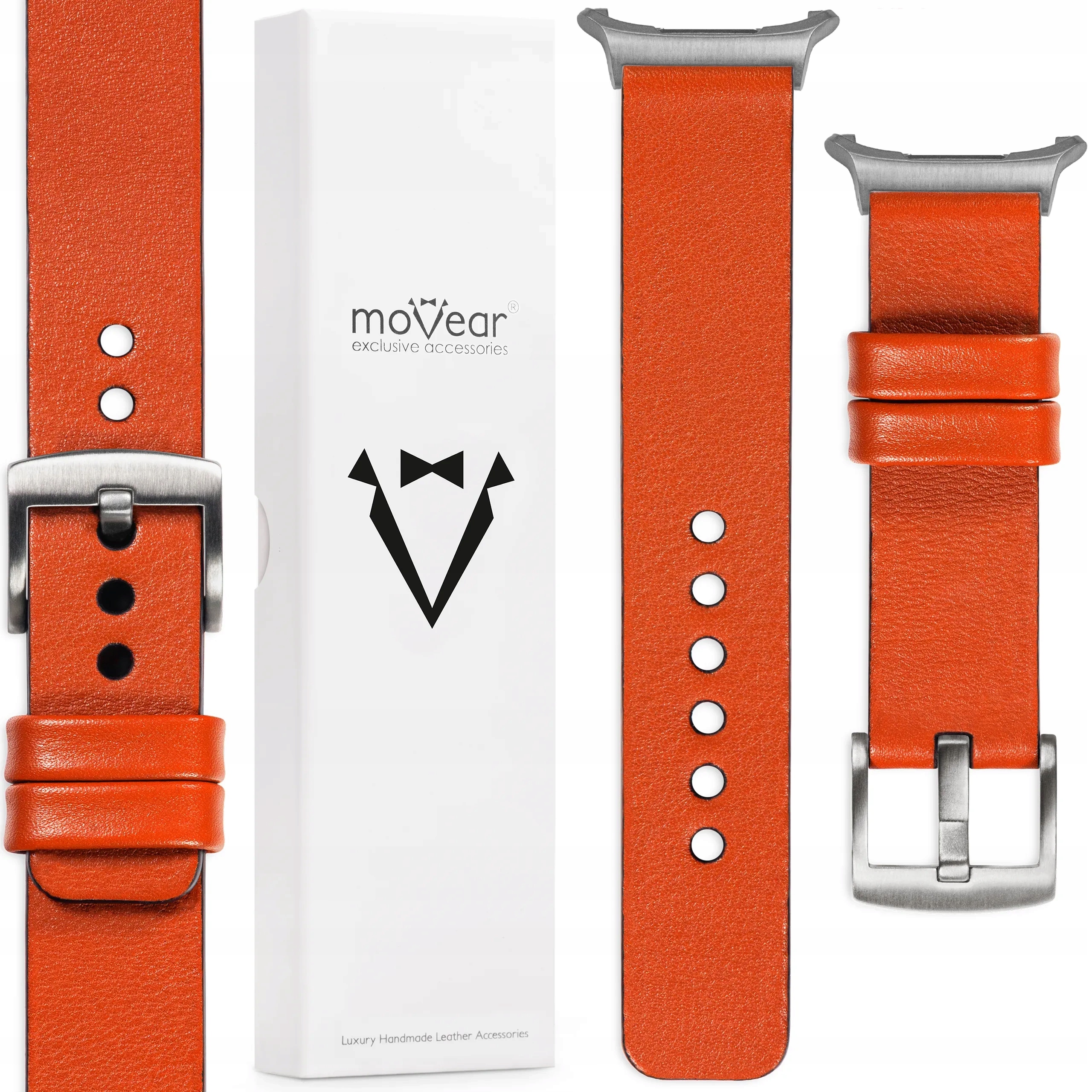 Pásek pro Samsung Galaxy Watch Ultra kožený 22 mm oranžový Movear