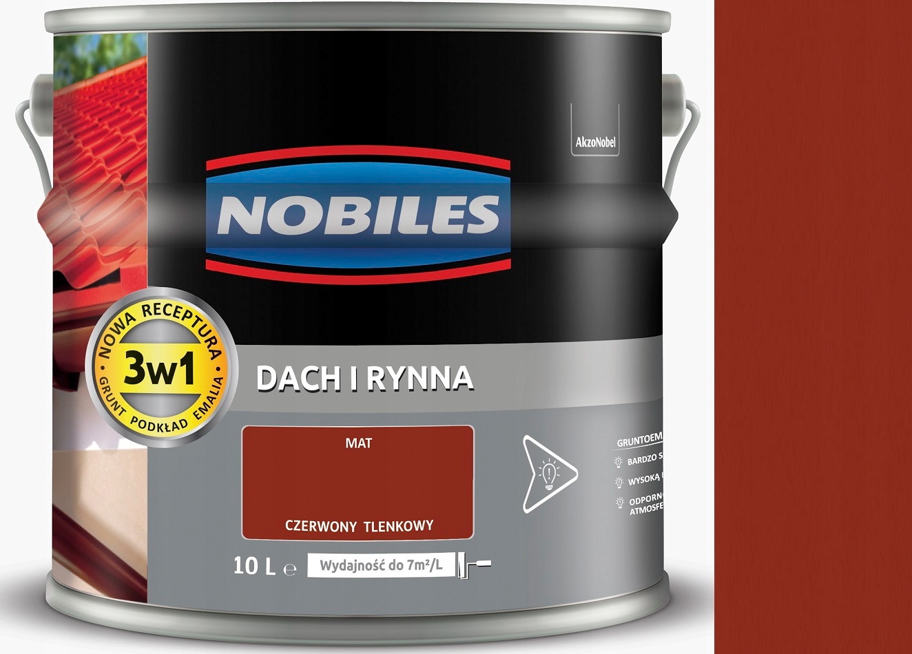 Nobiles Farba Dach I Rynna Czerwony Tlenkowy 10L