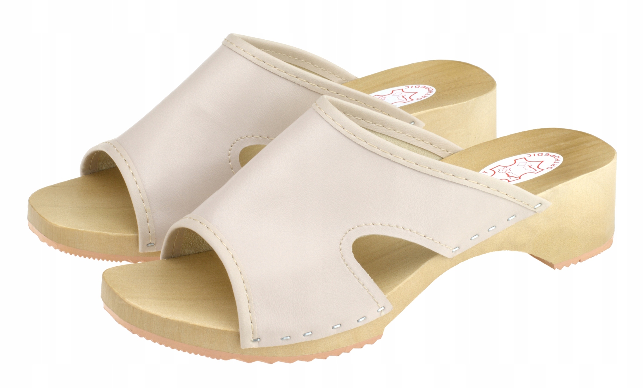 

Drewniaki damskie, odkryte motylki, Beżowe 41