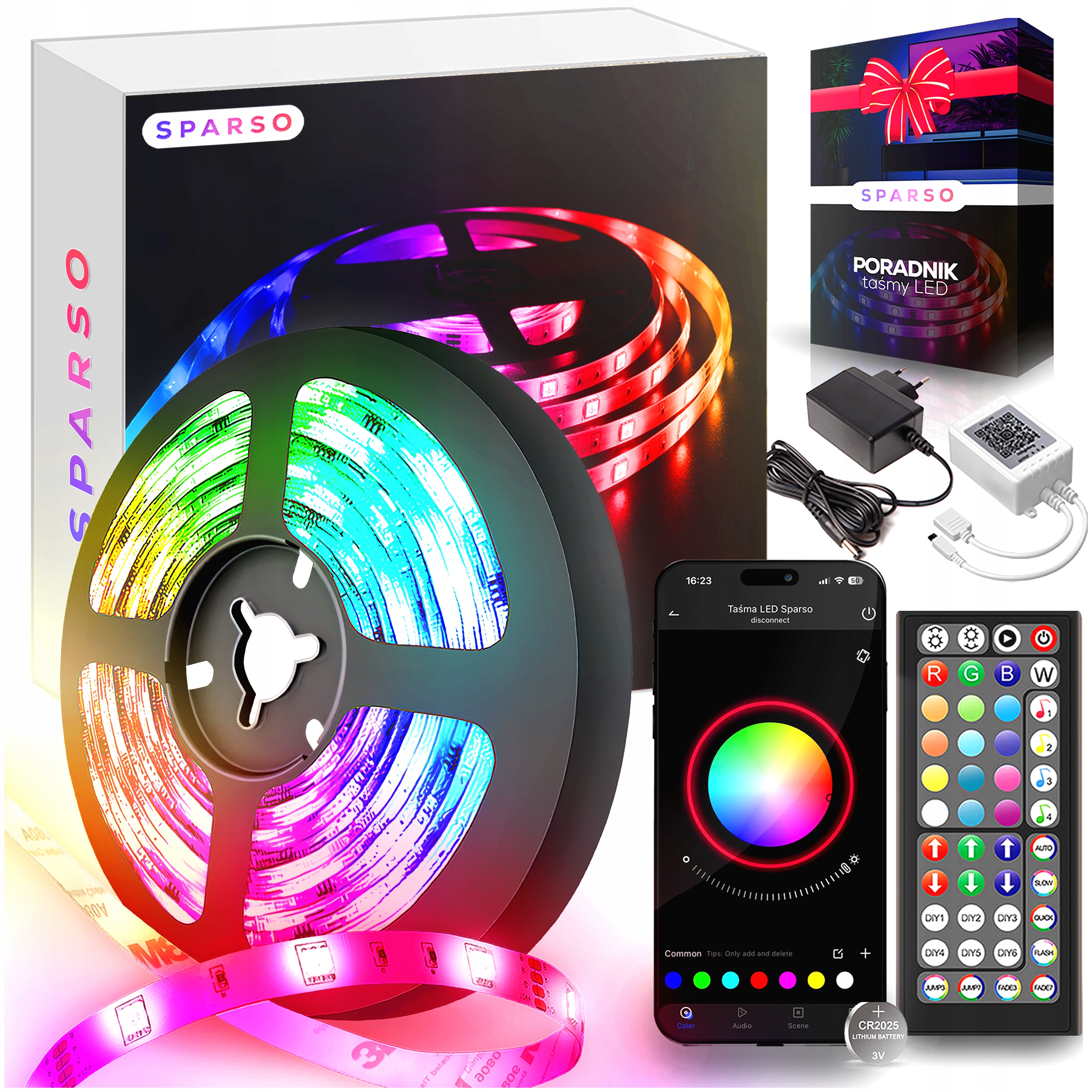Taśma Led 10M Rgb Ledy Pilot Aplikacja Bluetooth Muzyka Zestaw 5050 Smd 12V
