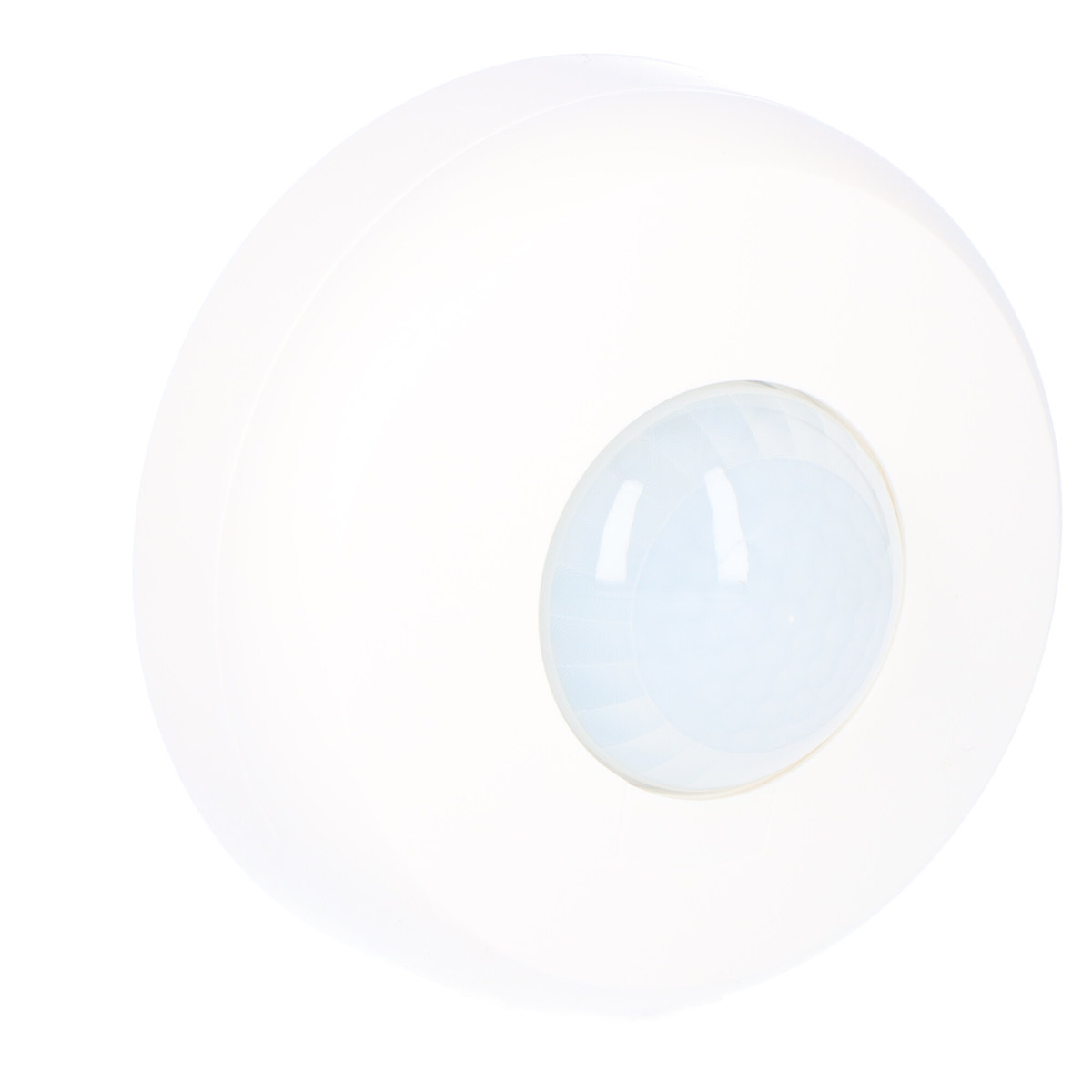 Interiérový senzor pohybu, bílý matný, nástěnný, dosah 10 m, úhel záběru 360°