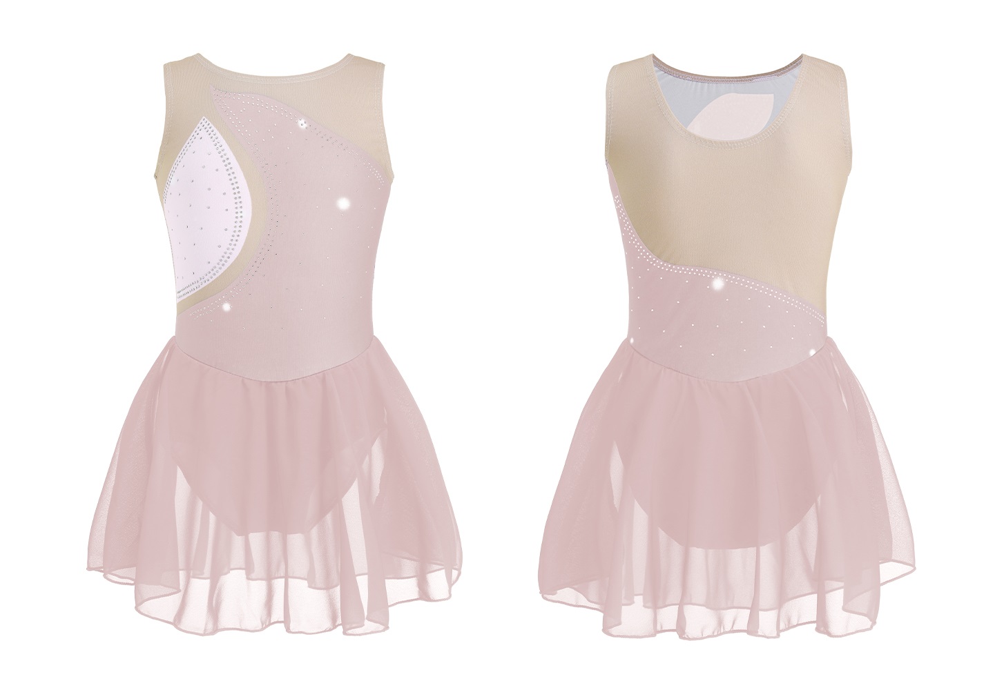Vystupující Baletní Body S Tylovou Sukní, Taneční Oblečení, Béžové, Velikost 100