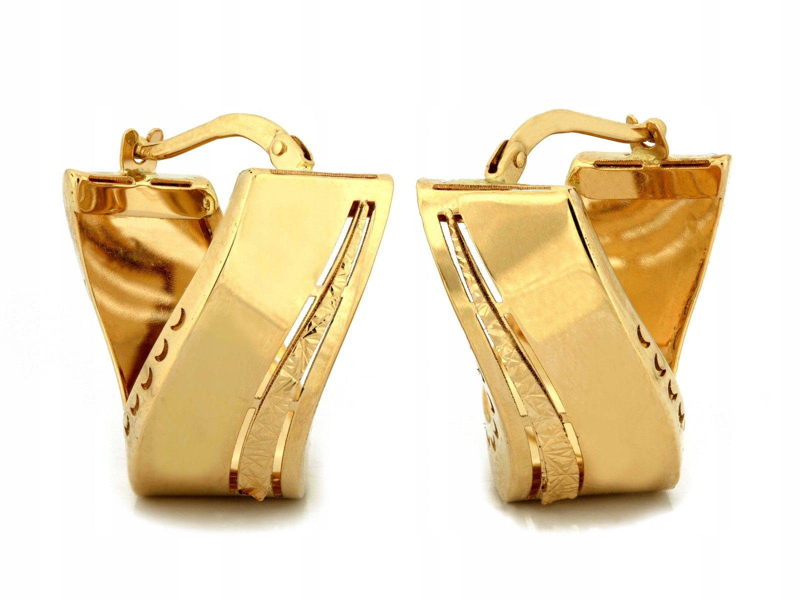 Zlaté Náušnice 585, moderní plechy, ideální jako dárek