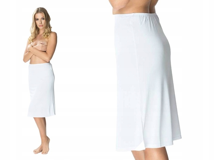 

Półhalka Duże Rozmiary Do Kolan Jedwabna Biała 50