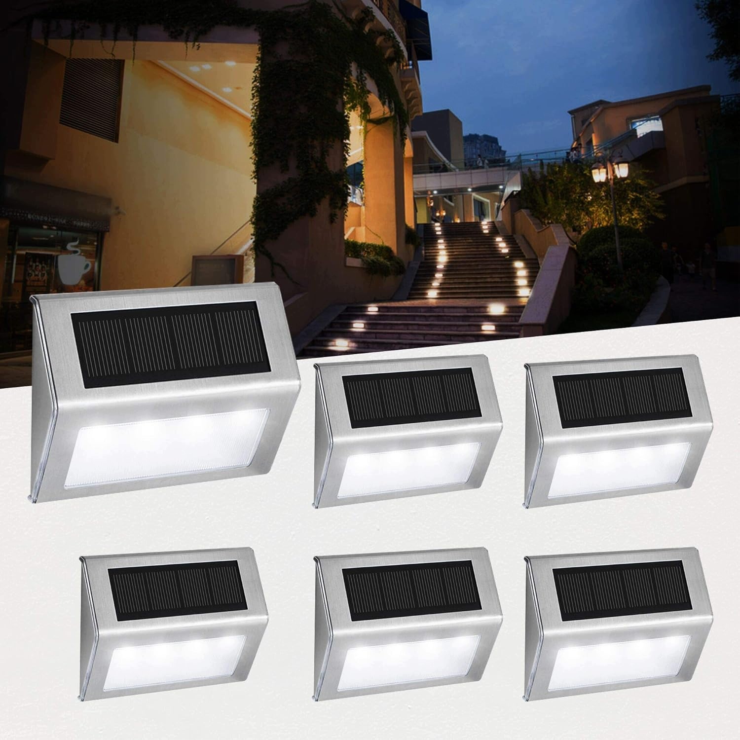 Solární zahradní lampy Easternstar se 2 Led diodami pro osvětlení schodů