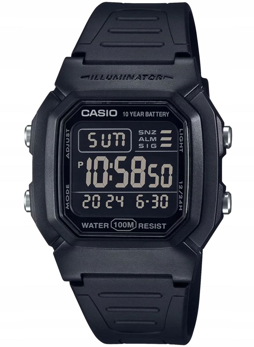 Sportovní černé hodinky Casio W-800H Gwar. 3+3L Zibi