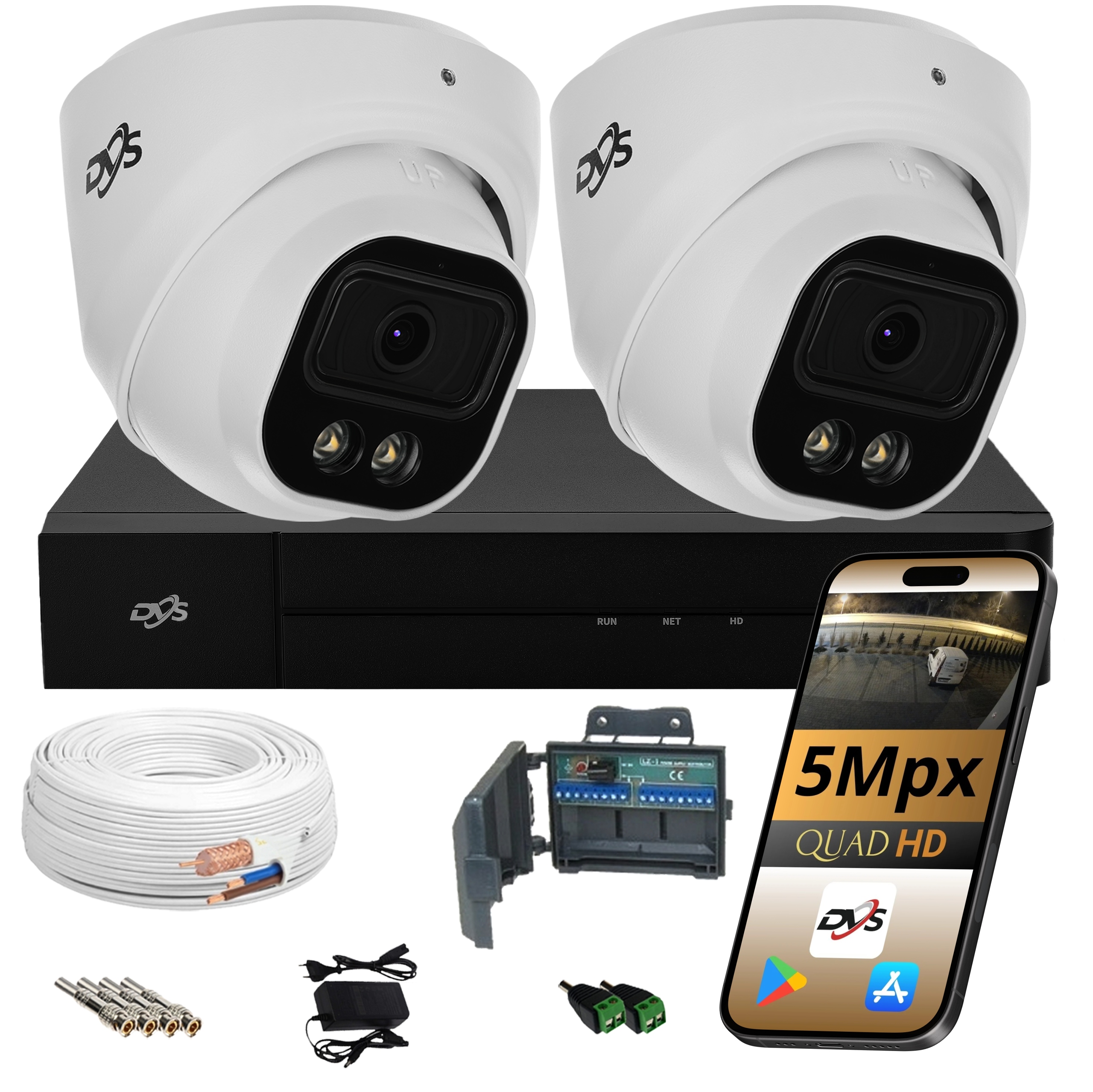 Analogové Monitorování 2 Kamery 5MPX Kopule Duální Osvětlení Rekordér