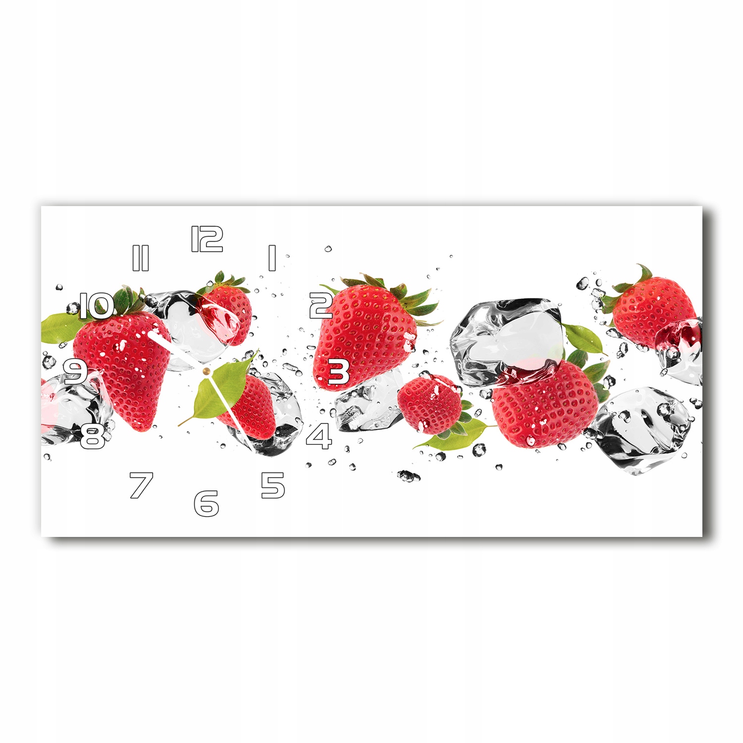 

Zegar ze szkła na ścianę Truskawki i woda 60x30 cm