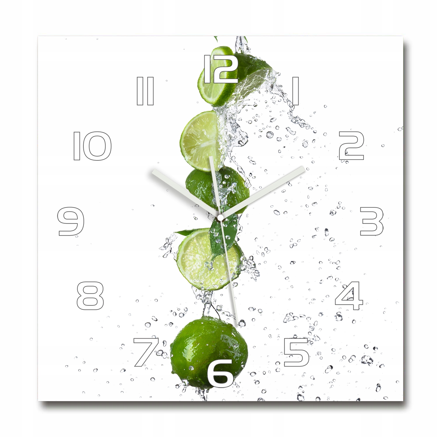 

Zegar ścienny ze szkła, duży Limonka i woda 60x60