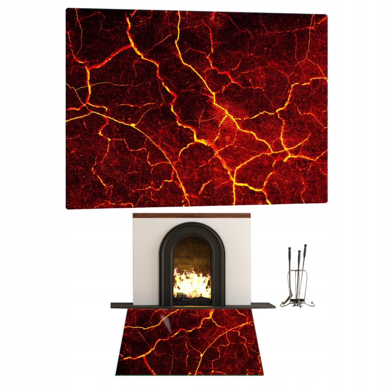 Sklo Pod Krb Tvrzené Sklo Podstavec Rozměr 65x60 cm Grafika Láva