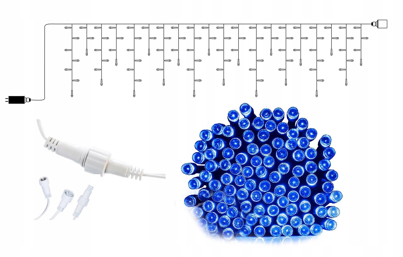 

Sople Kurtyna 100LED Zewnętrzne 5,5M Niebieskie