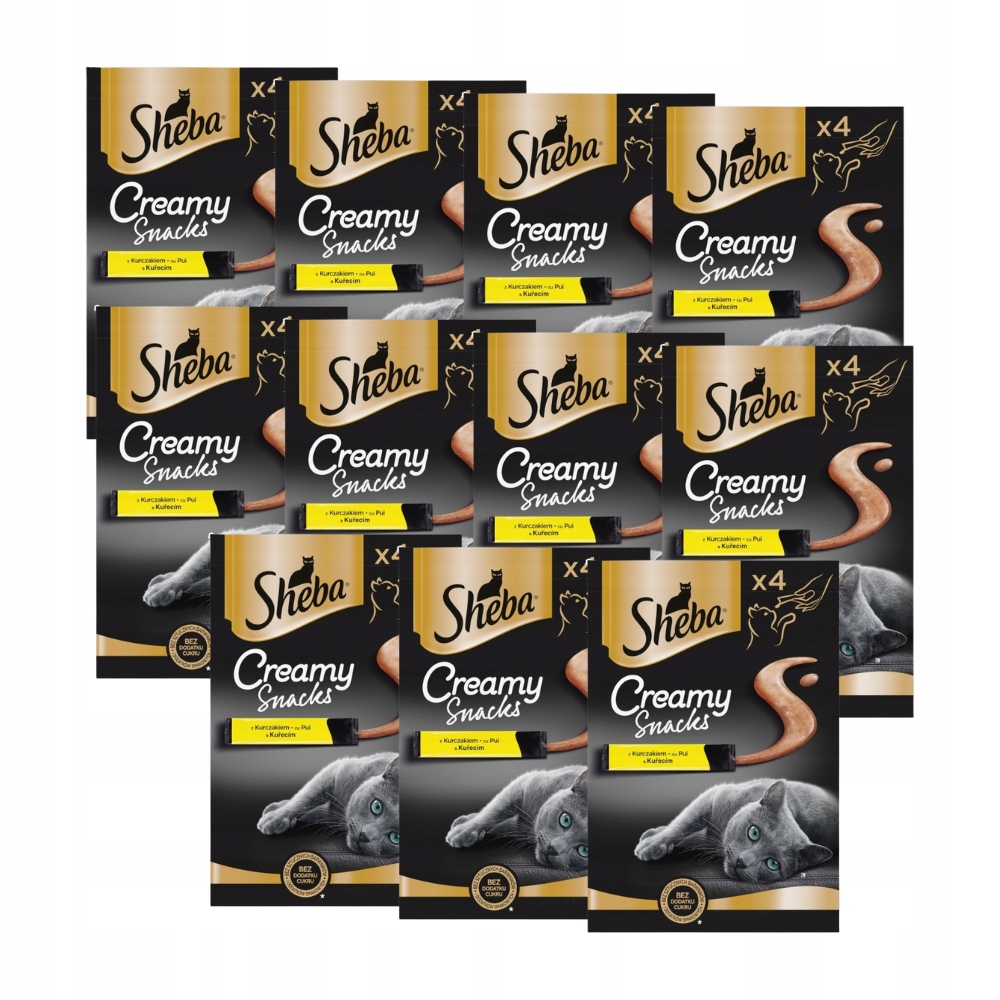 Sheba Creamy Snacks 4x12g Krémová Pamlsek s kuřecím masem Pro Kočky x 11 kusů