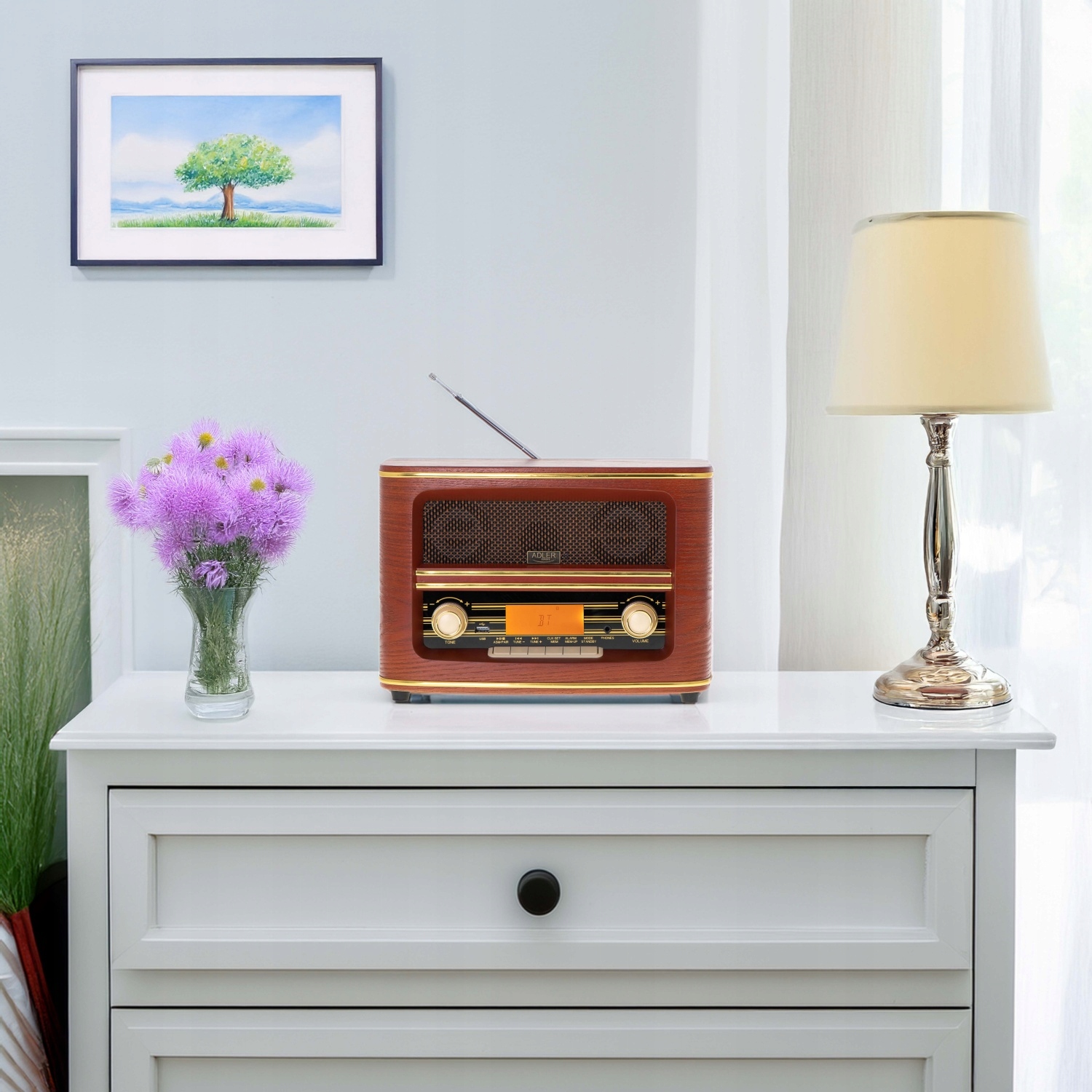 Retro Radio AD 1187 z Bluetooth FM MP3 USB AUX Budzik