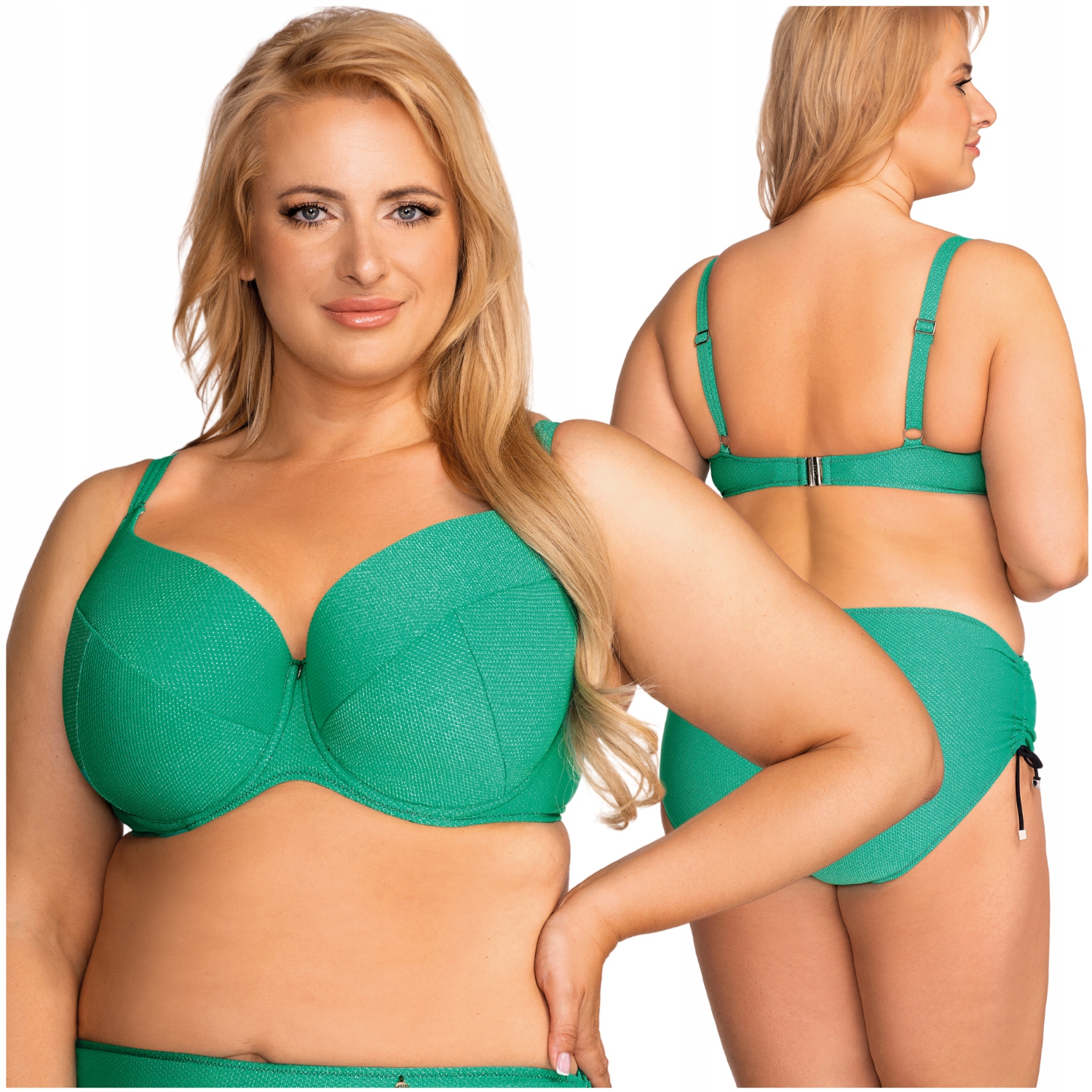 Plavková podprsenka vyztužená zelená lesklá Nessa Milos padded 70G