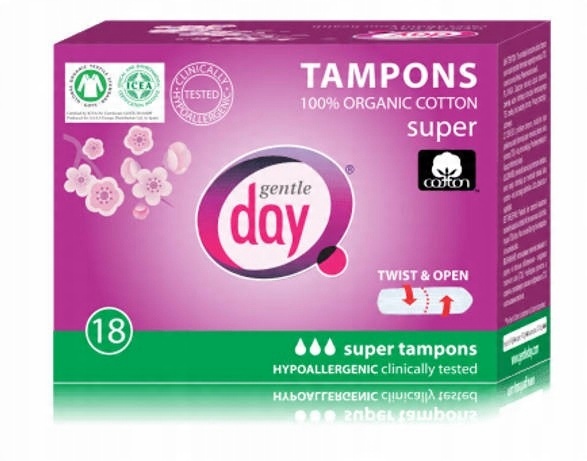 

Gentle Day Ekologiczne Tampony Super, 18 sztuk