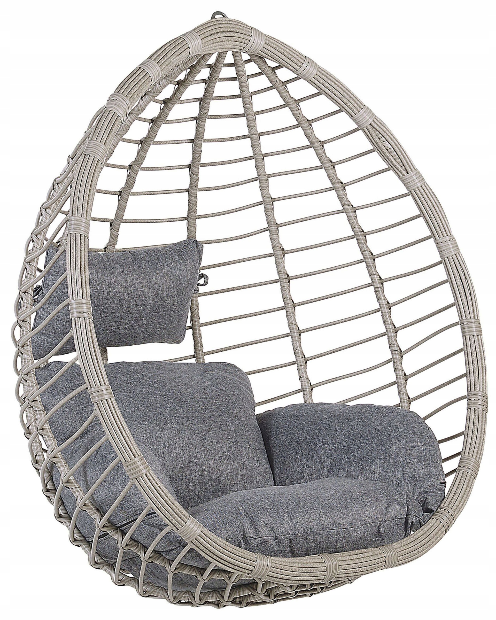 Fotel wiszący bujany jajo rattan szary