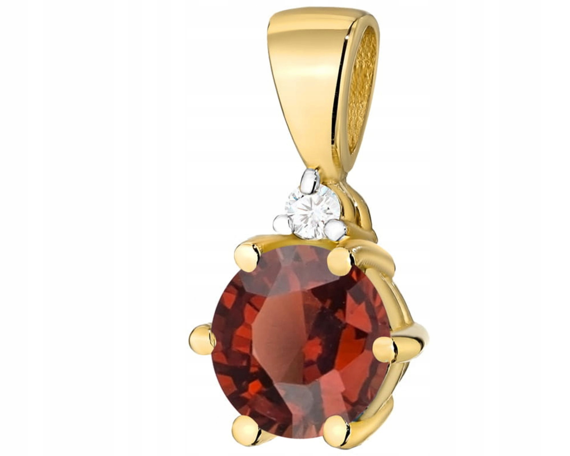 Zlatý Přívěsek S Briliantem A Přírodním Kamenem Granátové Jablko 585 Dárek