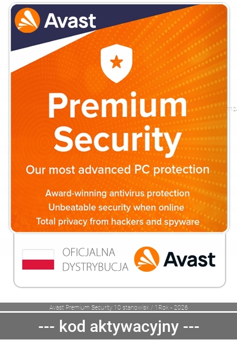 Avast Antywirus Avast Premium Security 2026 10 st. / 12 miesięcy ESD