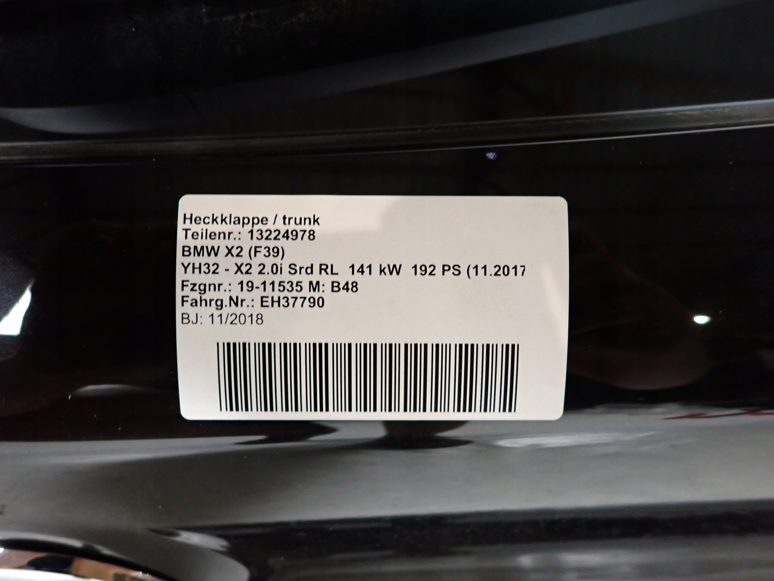 BMW X2 F39 18- trunk door boot rear part rear