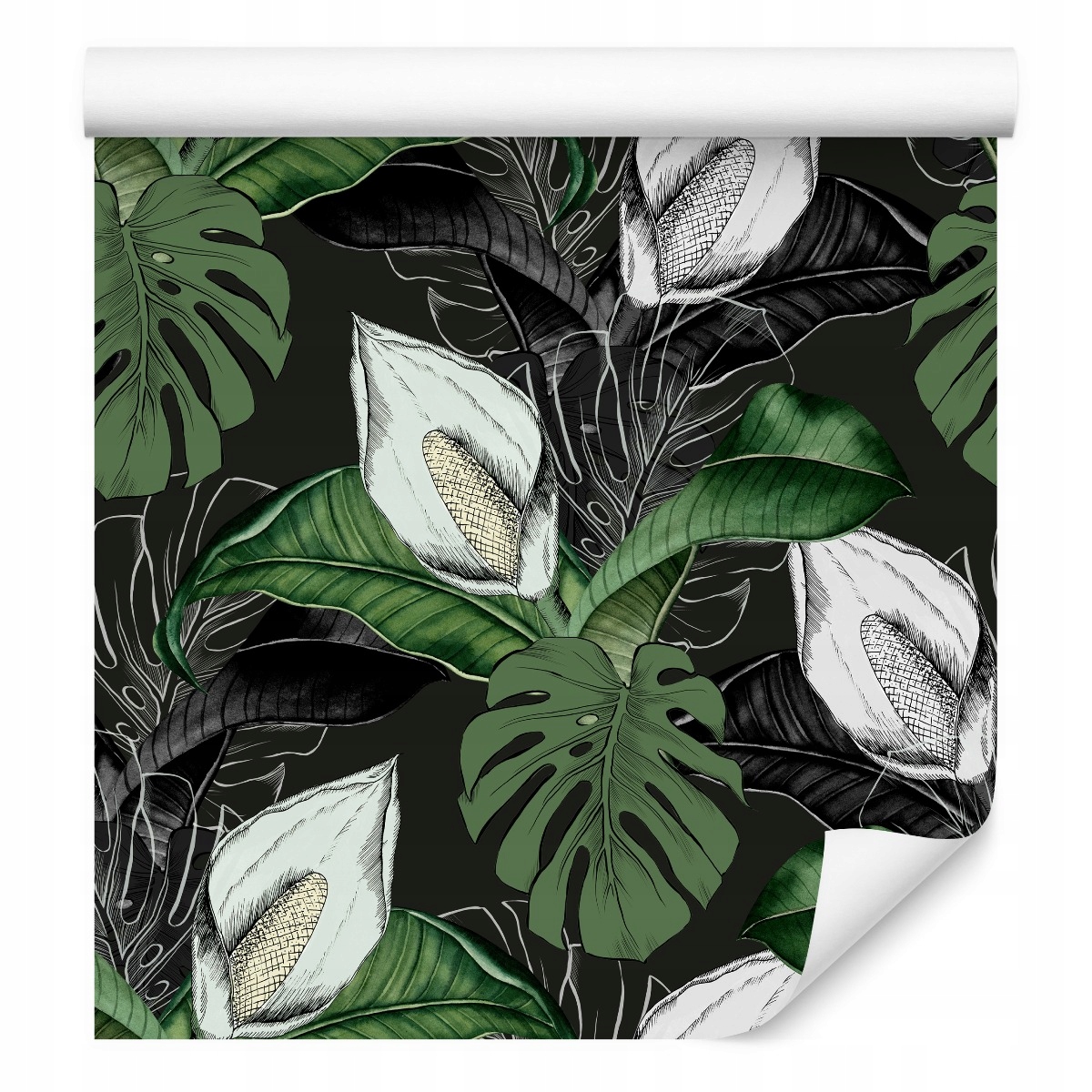 Tapeta do obývacího pokoje Tropické květy listy monstera