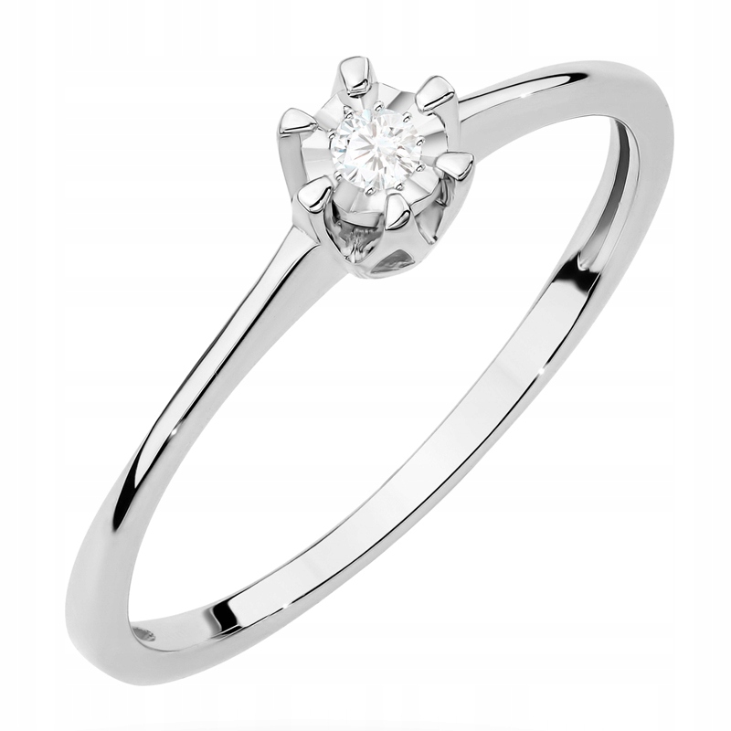 Zlatý Prstýnek pr. 585 Jednoduchý Brilant 0,03ct 14k