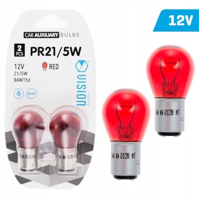 Żarówki samochodowe PR21/5W 12V 21/5W BAW15d czerwona 2szt. Vision