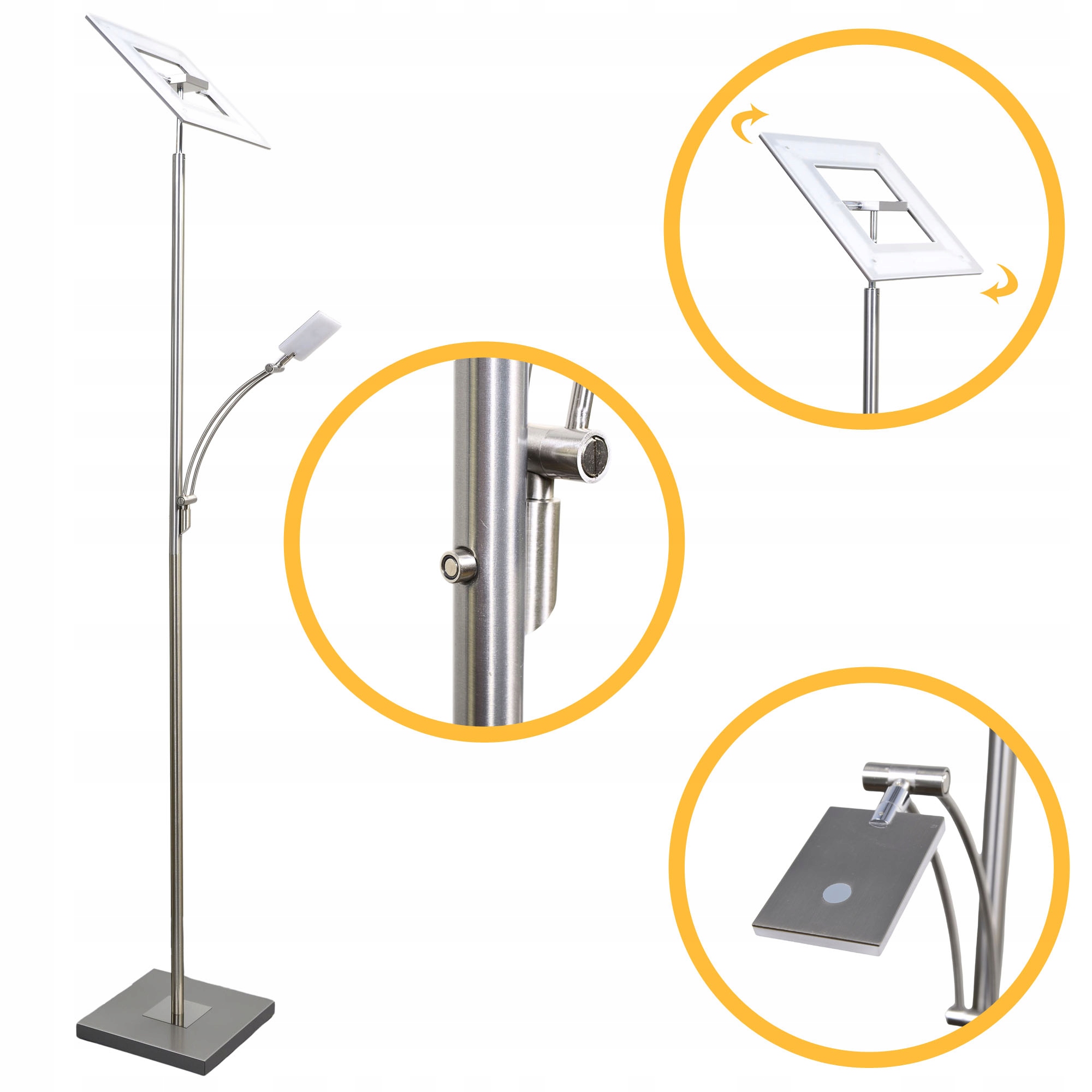 Lampa podłogowa Led stojąca do czytania ściemniana 180cm do salonu sypialni