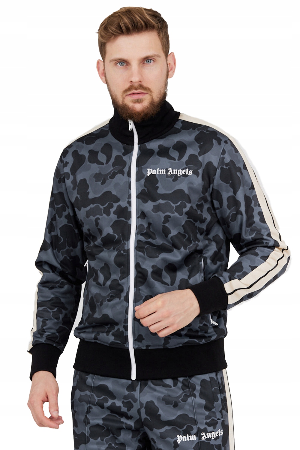 Palm Angels Šedá pánská mikina v maskáčový vel. M